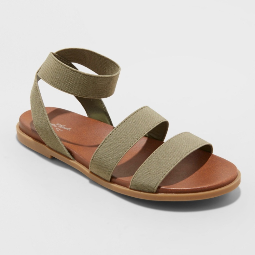 Women's Paisley Olive Elastic Ankle Strap Sandals